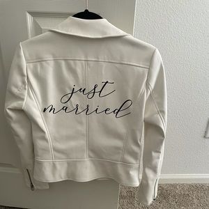 Custom White “Just Married” Leather Jacket